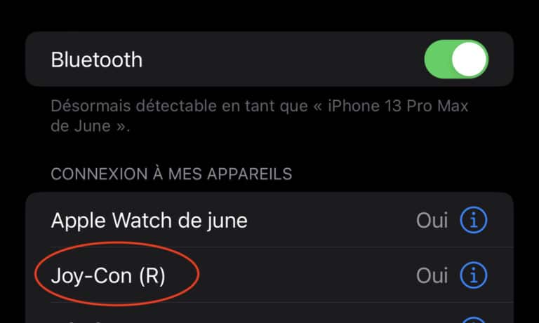 Connecter Joy-Con sur iPhone par bluetooth