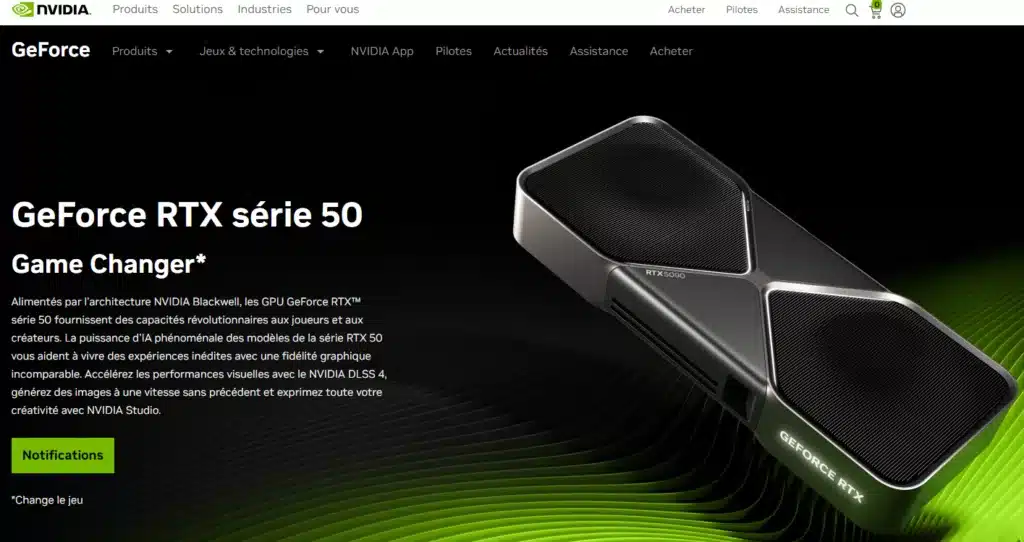 Site officiel NVIDIA Serie 50